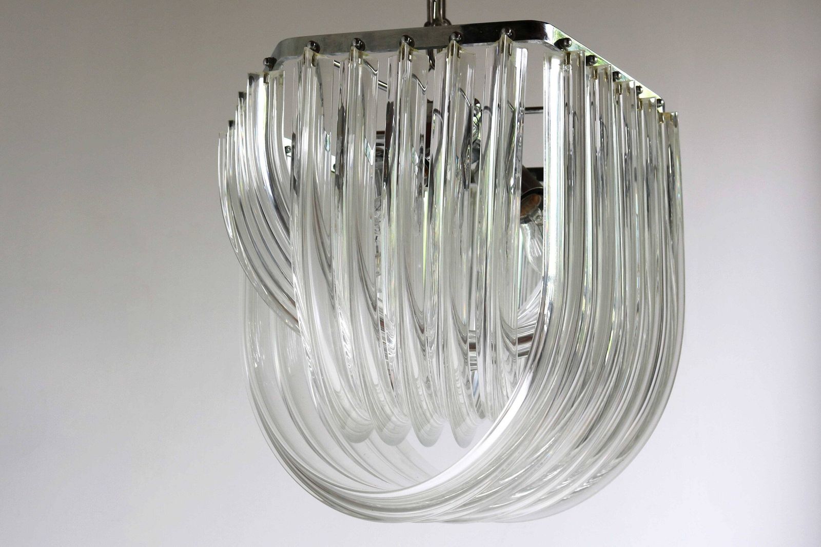 Carlo Nason Curvati Murano Glass Chandelier Mid Century Modern Triedri Chandelier Italy 1960s Venini Style photo 4399.0