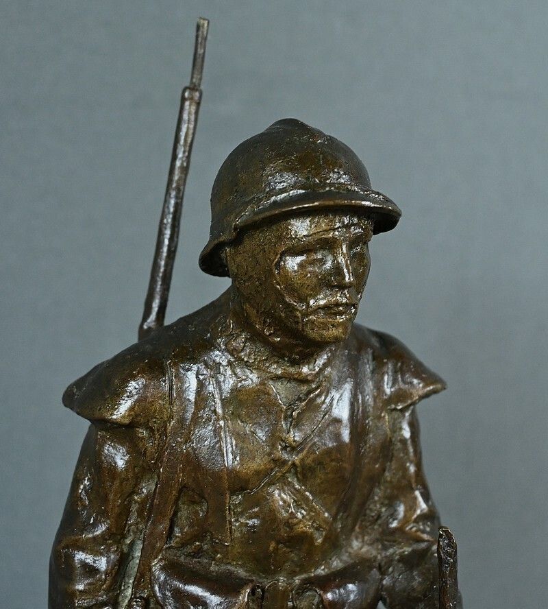 Bronze “Souvenir Of Souchez” By R. Paris – Early 20th Century photo 1510.0