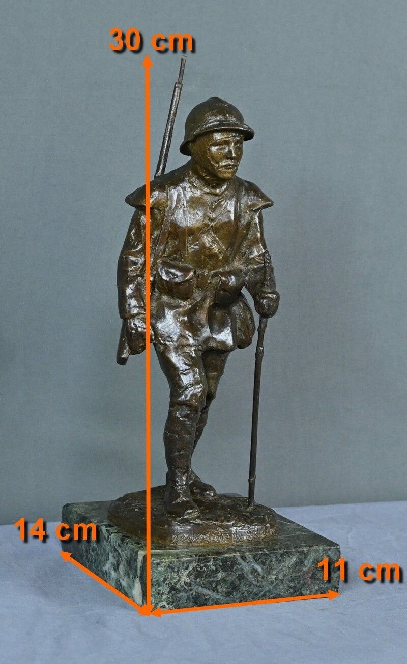photo vintage Bronze “Souvenir Of Souchez” By R. Paris – Early 20th Century