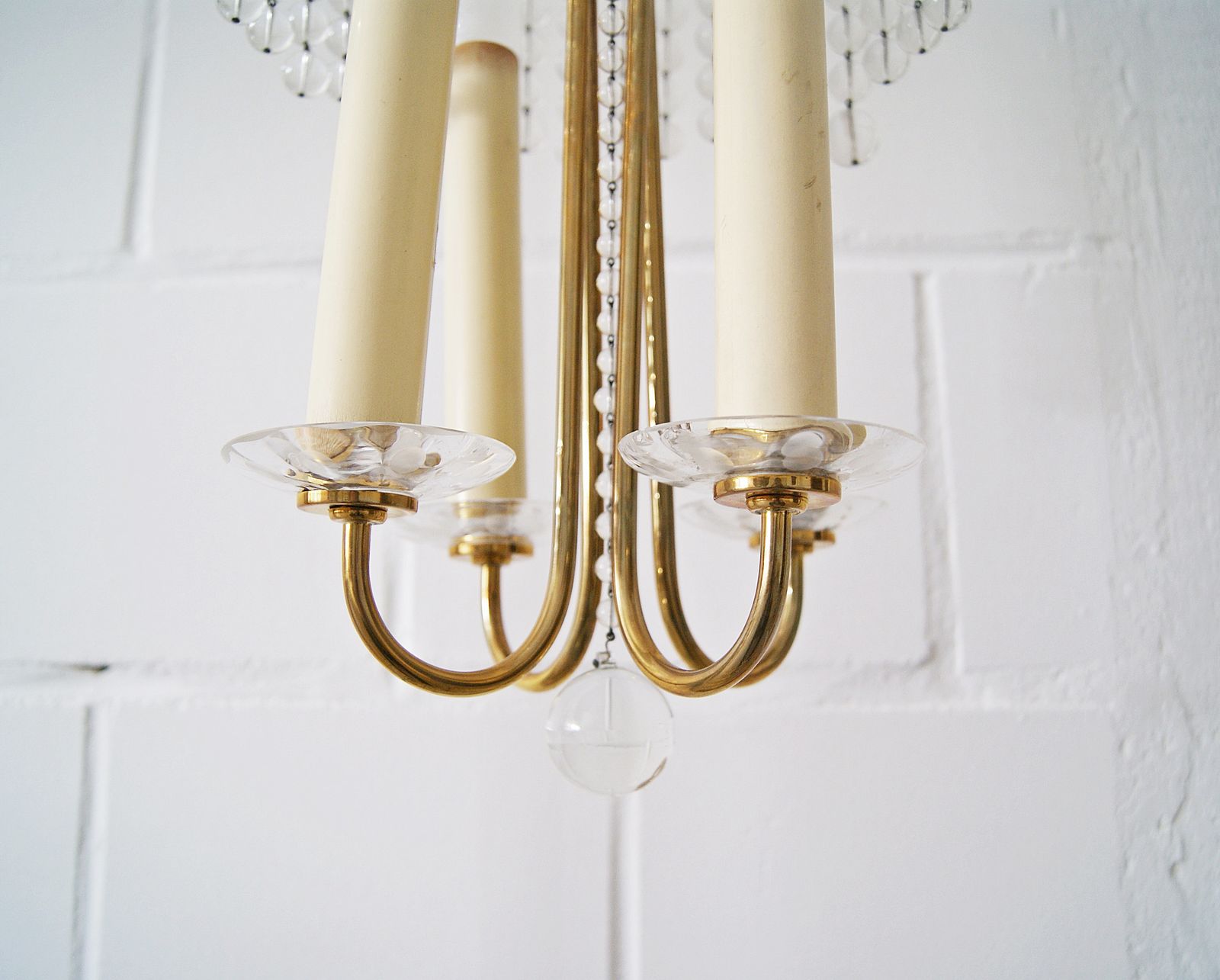 Chandelier Antique Four Flames With Glass Beads, Brass, Boho Lamp photo 221.0