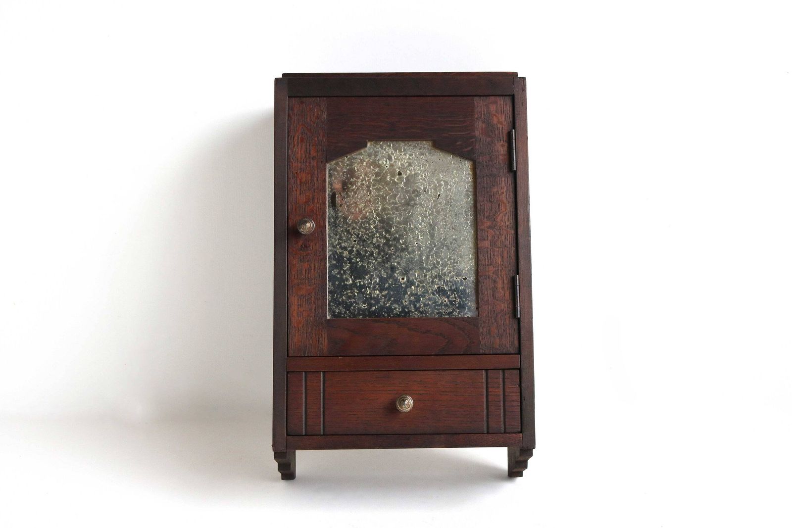 Art Deco Vintage Wood Medicine Bathroom Apothecary Cabinet Worn Mirror Drawer Small Wall Cabinet Kitchen Cabinet Key Cabinet Wood Carved photo vinterior
