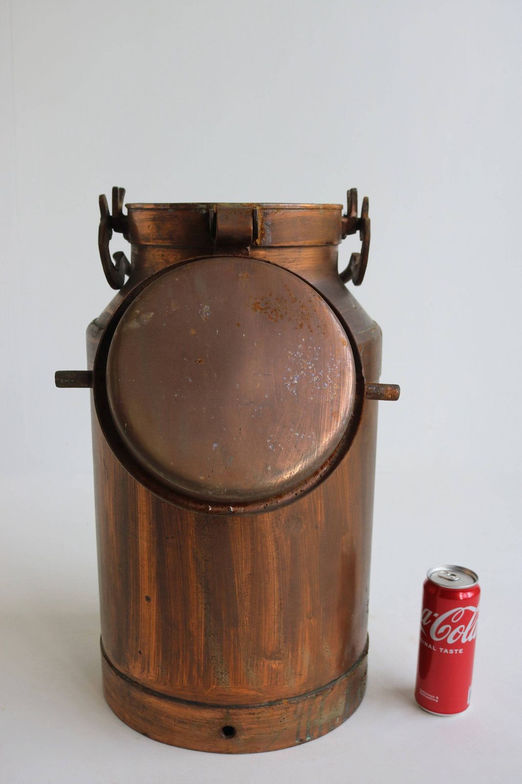 Rustic 19th Century Patinated Copper Plated Milk Container Can Farm Country Style Umbrella Stand Antique Circa 1890 With Lid Carry Handle photo buy