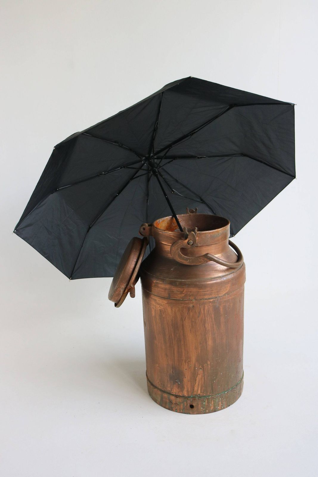 photo furniture Rustic 19th Century Patinated Copper Plated Milk Container Can Farm Country Style Umbrella Stand Antique Circa 1890 With Lid Carry Handle