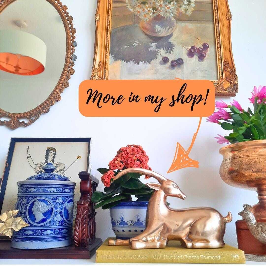 Large Mid Century Brass Gazelle Or Antelope Resting Position photo furniture