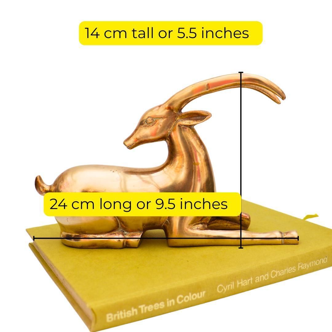 Large Mid Century Brass Gazelle Or Antelope Resting Position photo for sale