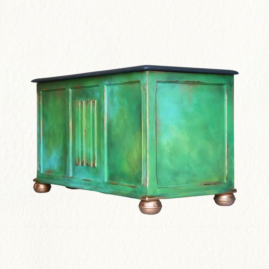 Blanket Box I Green   Patina   Painted Furniture  Living Room I Vintage I Copper Chest I Bespoke I Unique photo 399.99