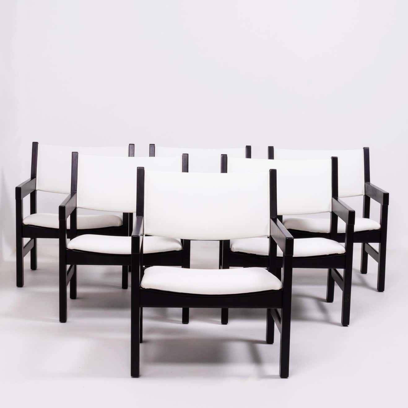 Hans Wegner Midcentury Dining Chairs For Getama In White, Set Of Six photo furniture