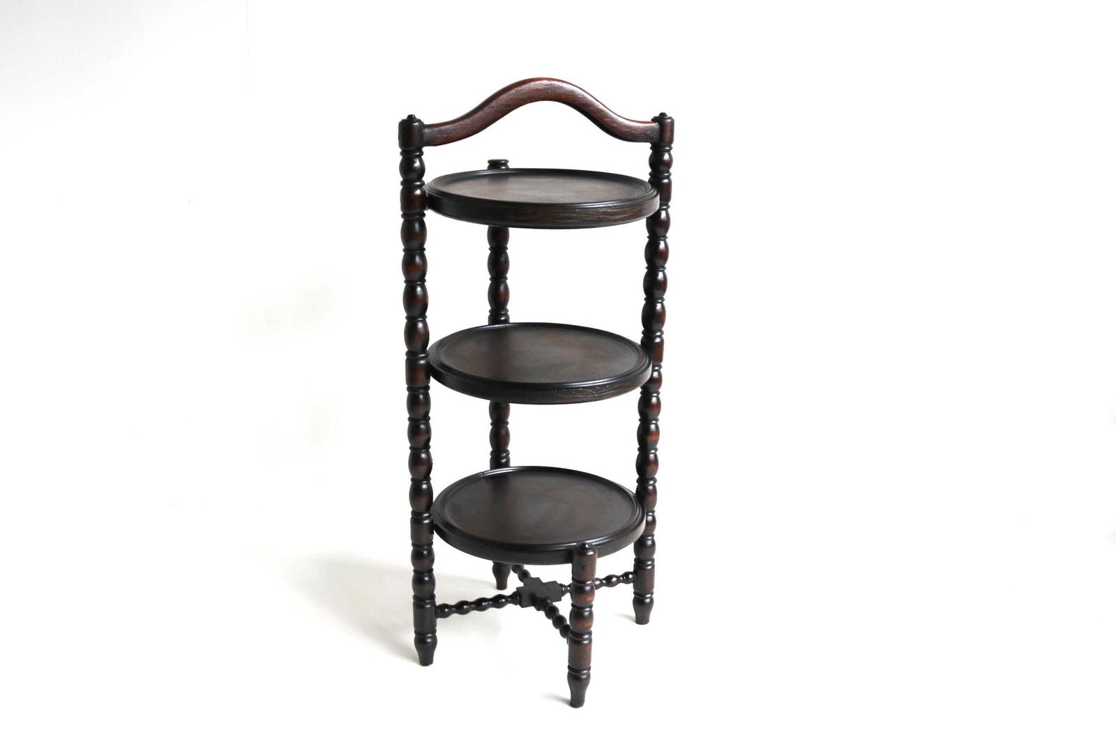 Antique Oak Bobbin Cake Pie Pastry Muffin Stand Turned Three Tier Stand Vintage Display Table Plant Stand Afternoon Tea Stand 1900s photo buy
