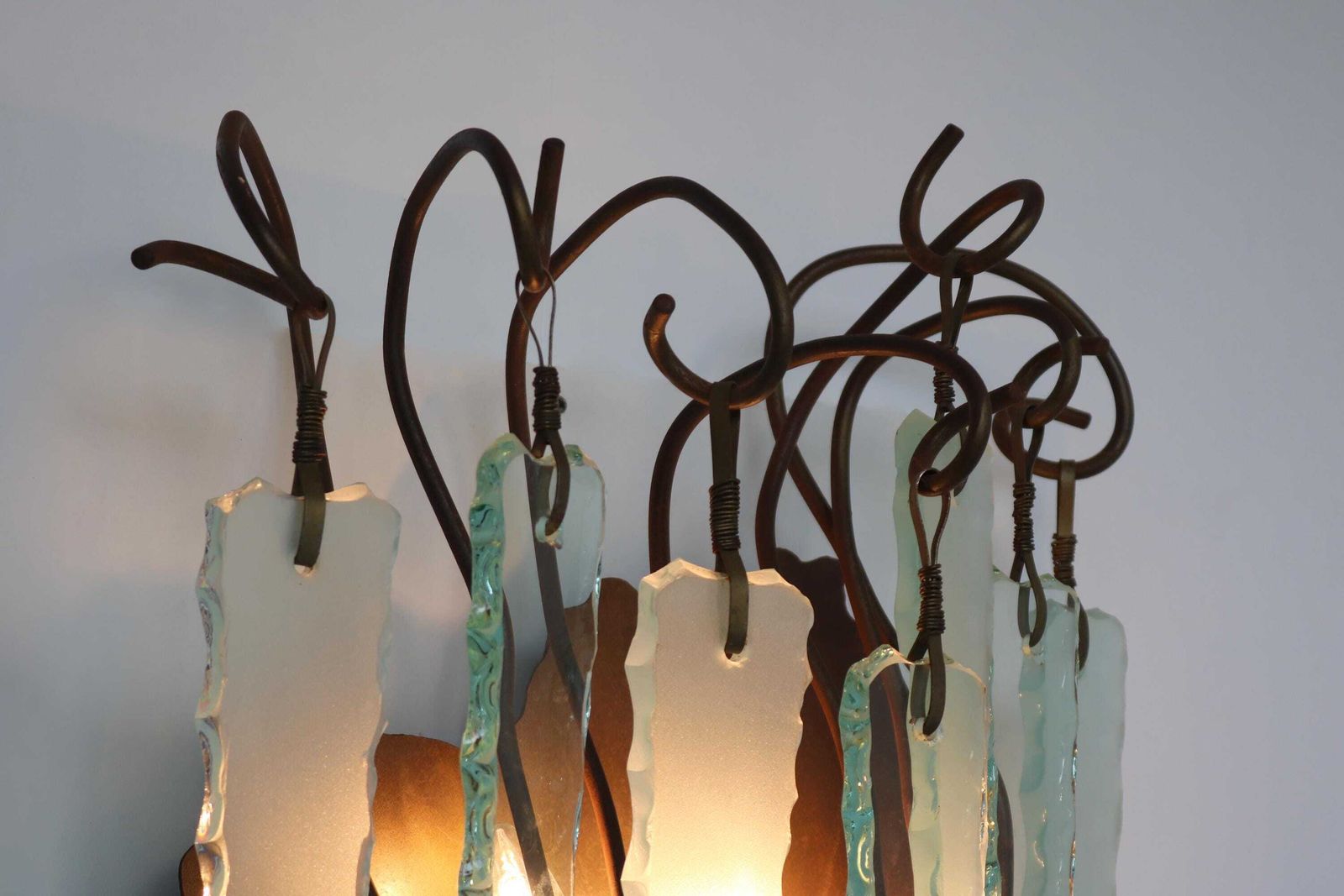 Set Van 6 Handgemaakte Design Wandlampen, Serie "Behind Frosted Glass" Van Brand Van Egmond – Dutch Design 1989 photo furniture