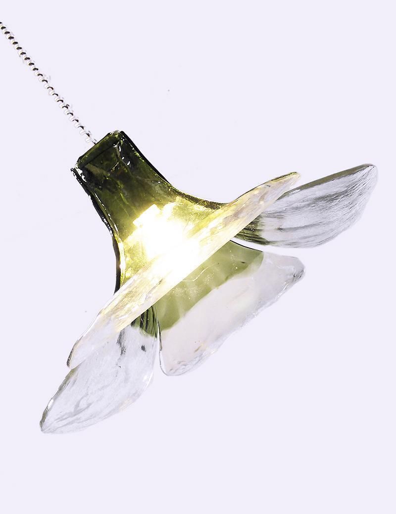 Mazzega Tulip Pendant Lamp Green & Clear Murano Glass By Carlo Nason Italy 1960s photo furniture