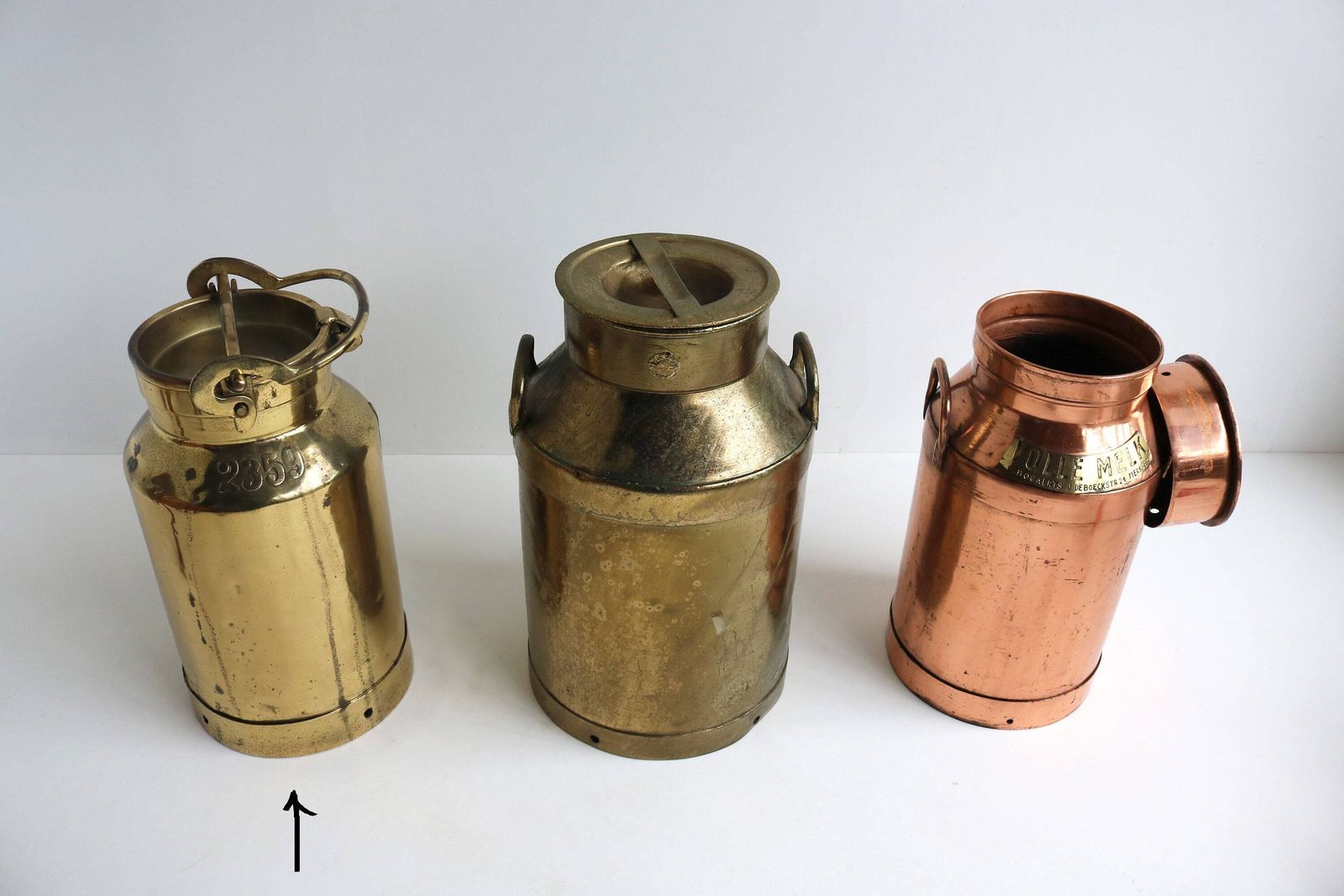 photo for sale Antique Milk Jar Umbrella Stand Holder Copper 1900s Country Style Authentic Can Farm Late 19th Century Milk Container