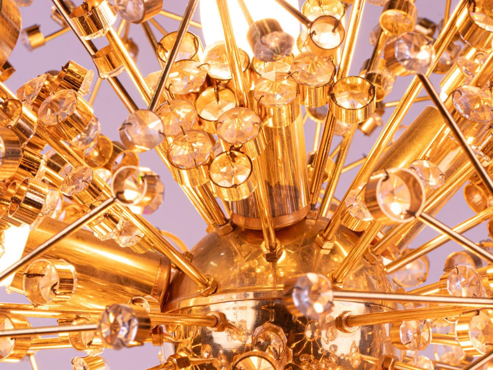 1960 Germany Palwa Sputnik Chandelier Swarovski Crystal & Gilt Brass photo vintage
