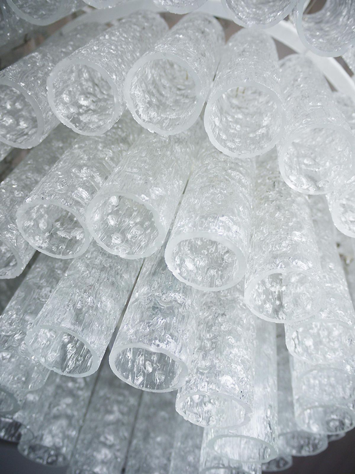 Lighting 1 'Of 3' Cascading Doria 20" Murano Four Tier Flush Mount Ice Glass Tubes, 1960s photo
