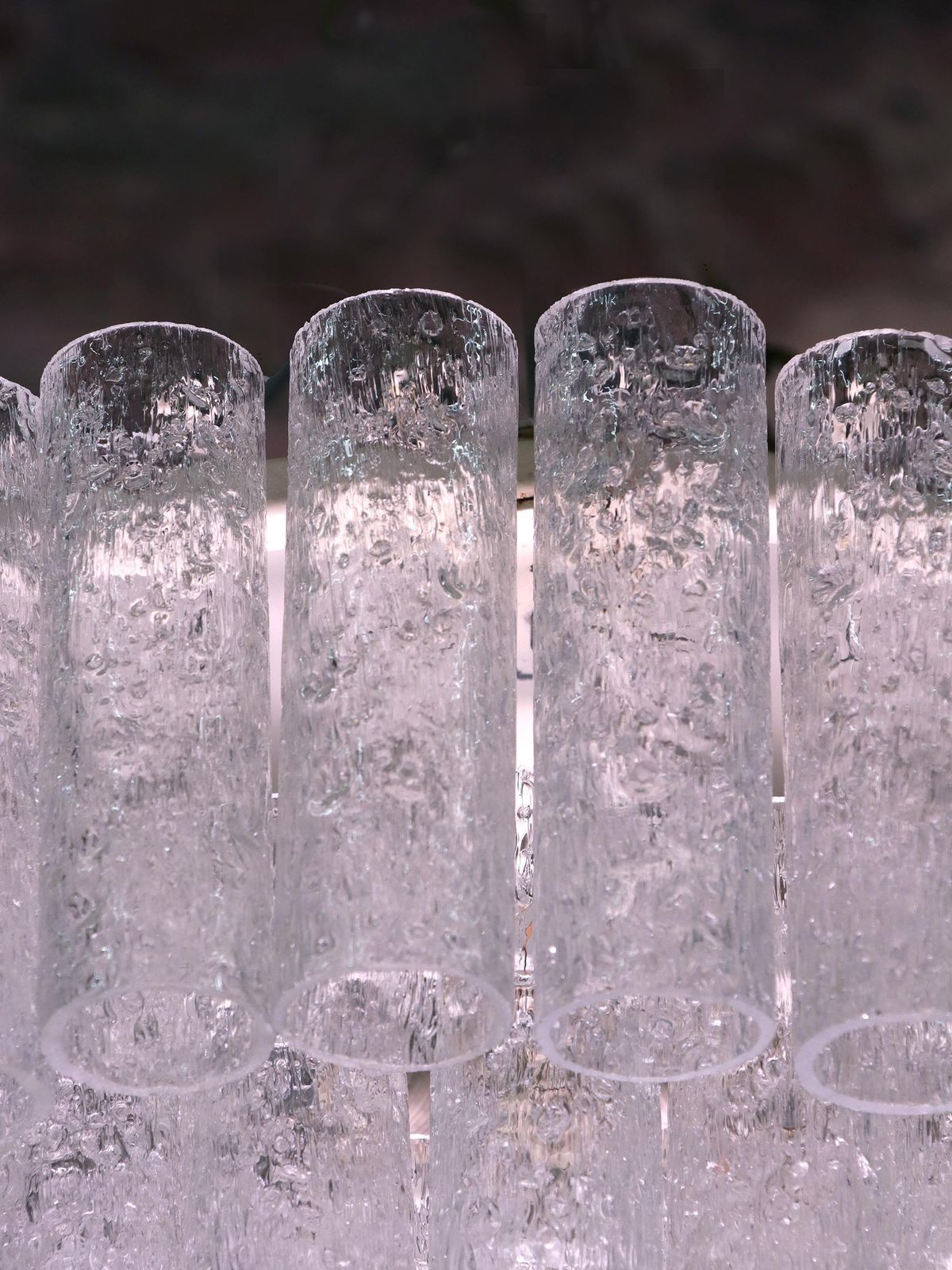 photo vintage 1 'Of 3' Cascading Doria 20" Murano Four Tier Flush Mount Ice Glass Tubes, 1960s