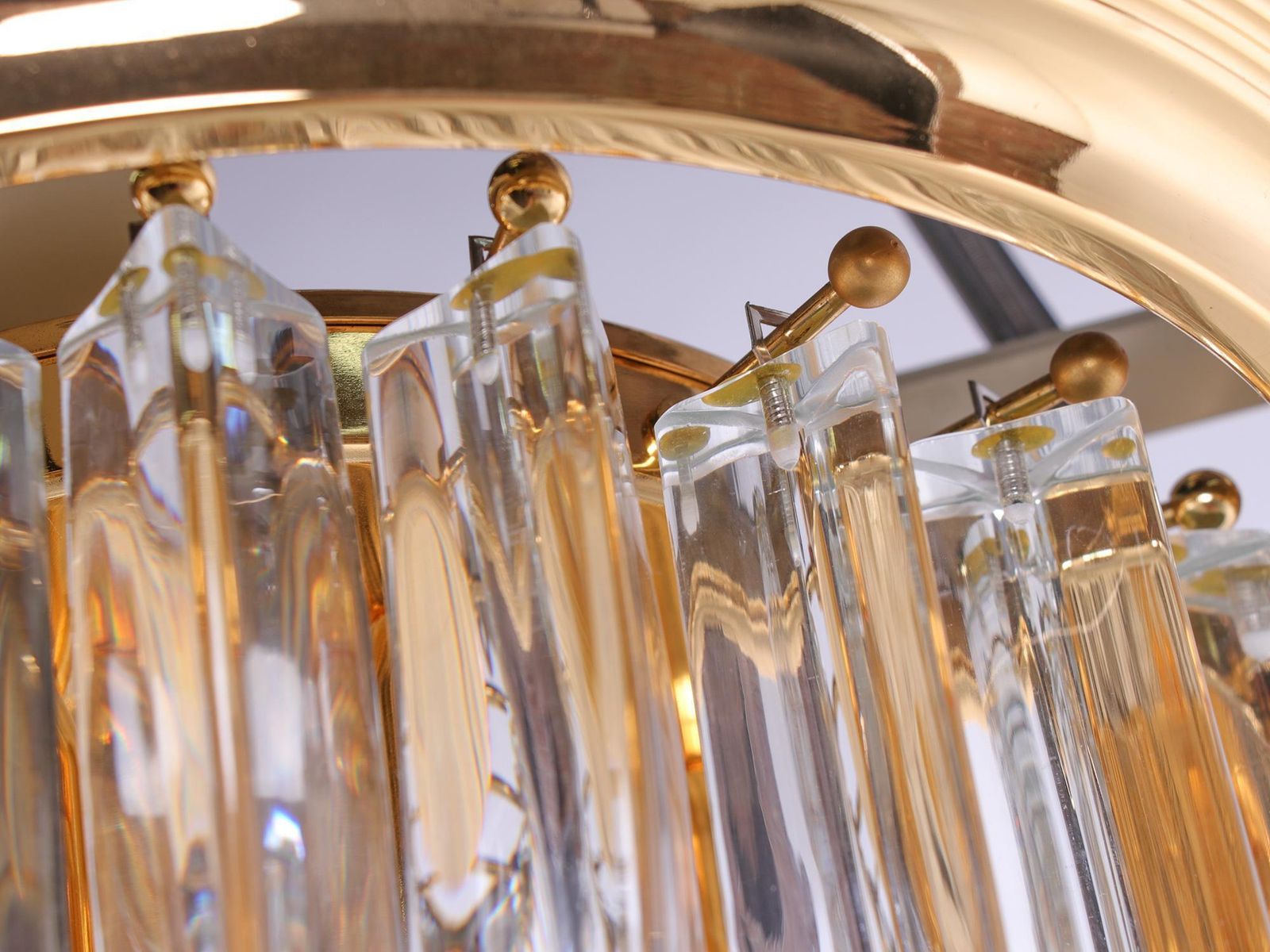 Triedri Curvati Murano Glass Flush Mount Chandelier By Carlo Nason, Venini Italy photo 3292.0