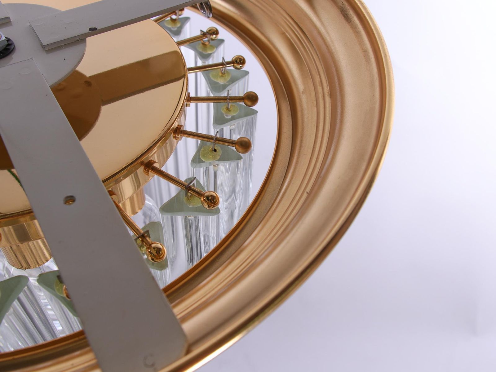 Triedri Curvati Murano Glass Flush Mount Chandelier By Carlo Nason, Venini Italy photo buy