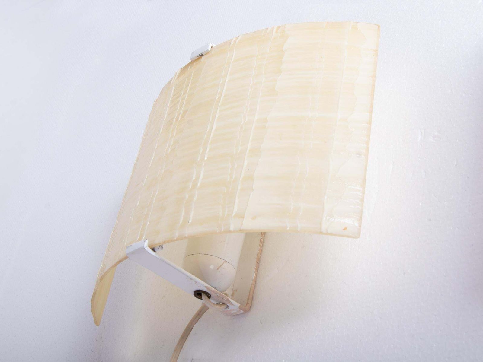 Mid Century Minimalist Honeycomb Fiberglass Wall Sconce, Set Of 2 photo for sale