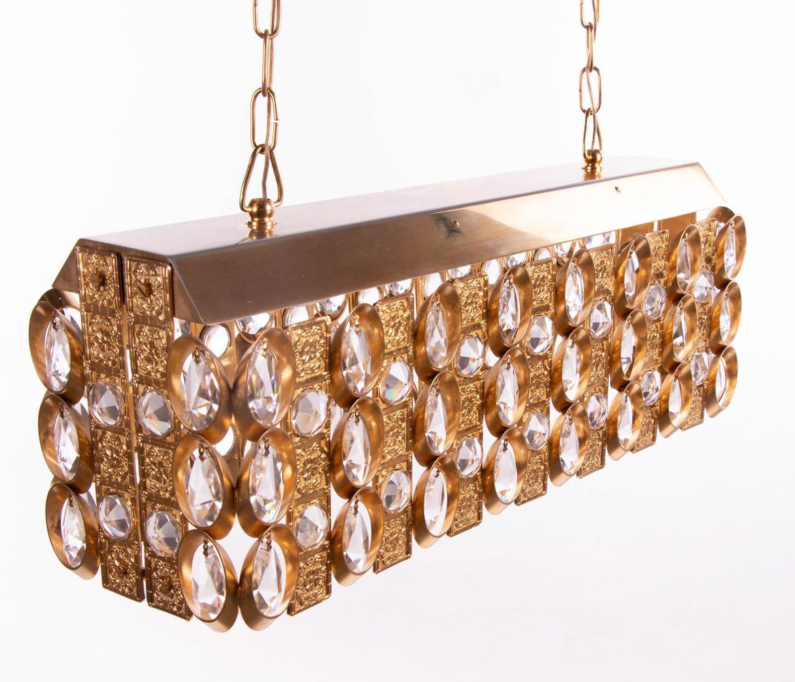 1960 Germany Palwa Chandelier Crystal & Gilt Brass By Christoph Palme photo 5948.0