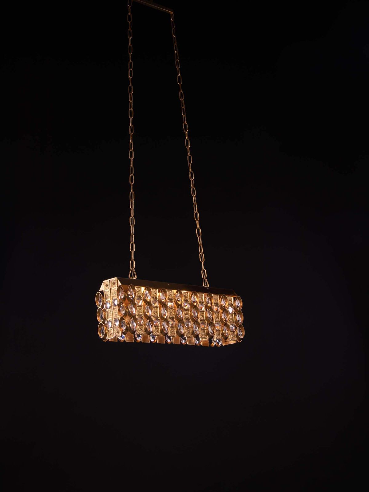 5948.0 1960 Germany Palwa Chandelier Crystal & Gilt Brass By Christoph Palme photo