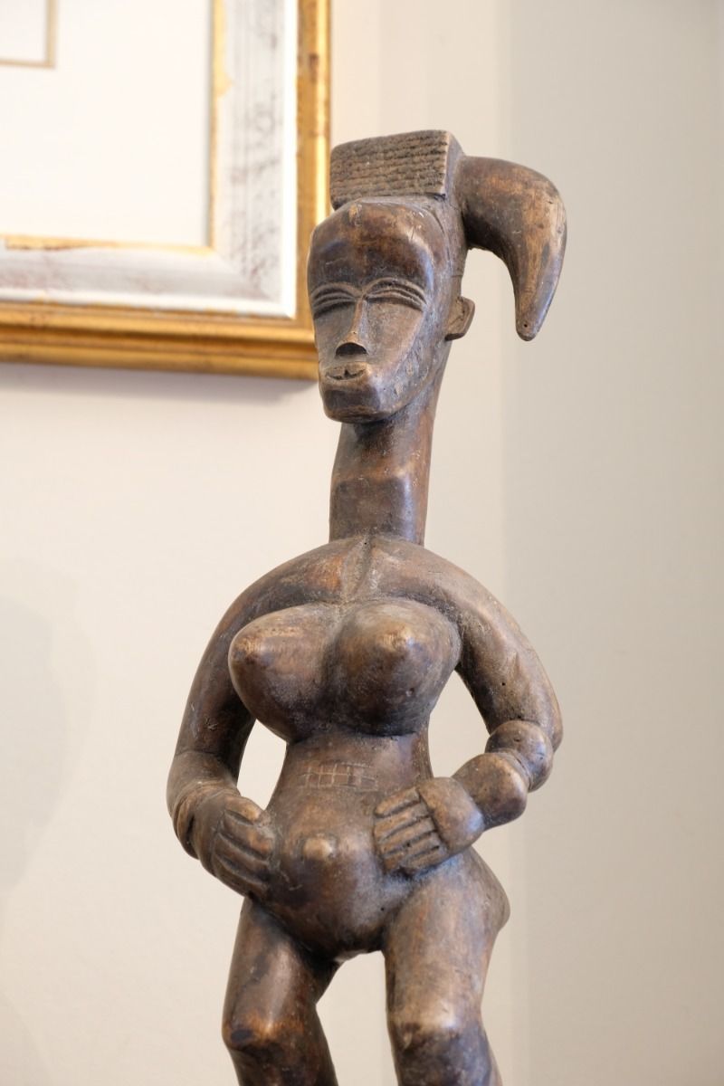Carved African Guro (Gouru) Fertility Figure Sculpture On Stand photo furniture