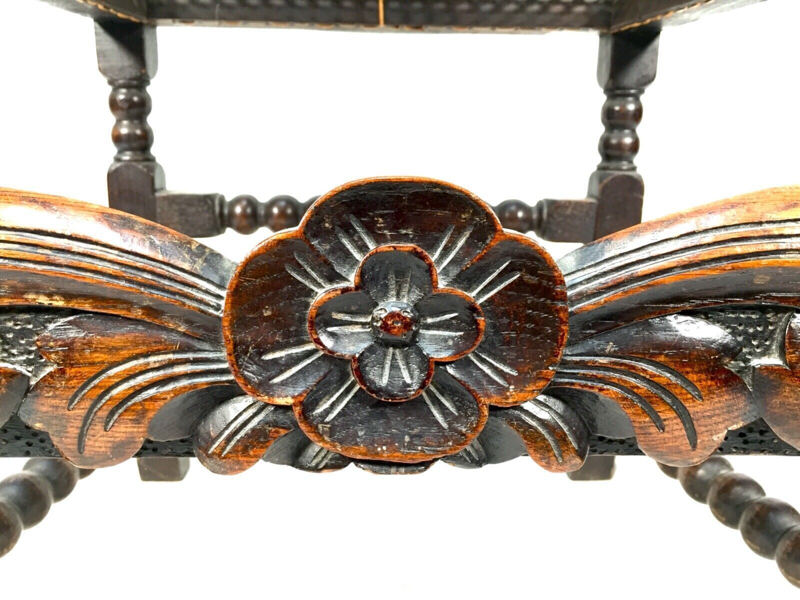 Antique 18th Century Furniture Wooden Oak Carved Arm Chair With Cane Back & Seat photo Furniture