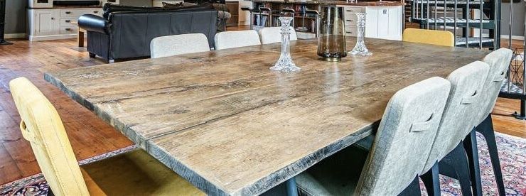 Bespoke French House Dining Table  Early 19th C Wide Oak Boards On Jean Prouve Designed Painted Steel Bases, 8ft X 4.5ft