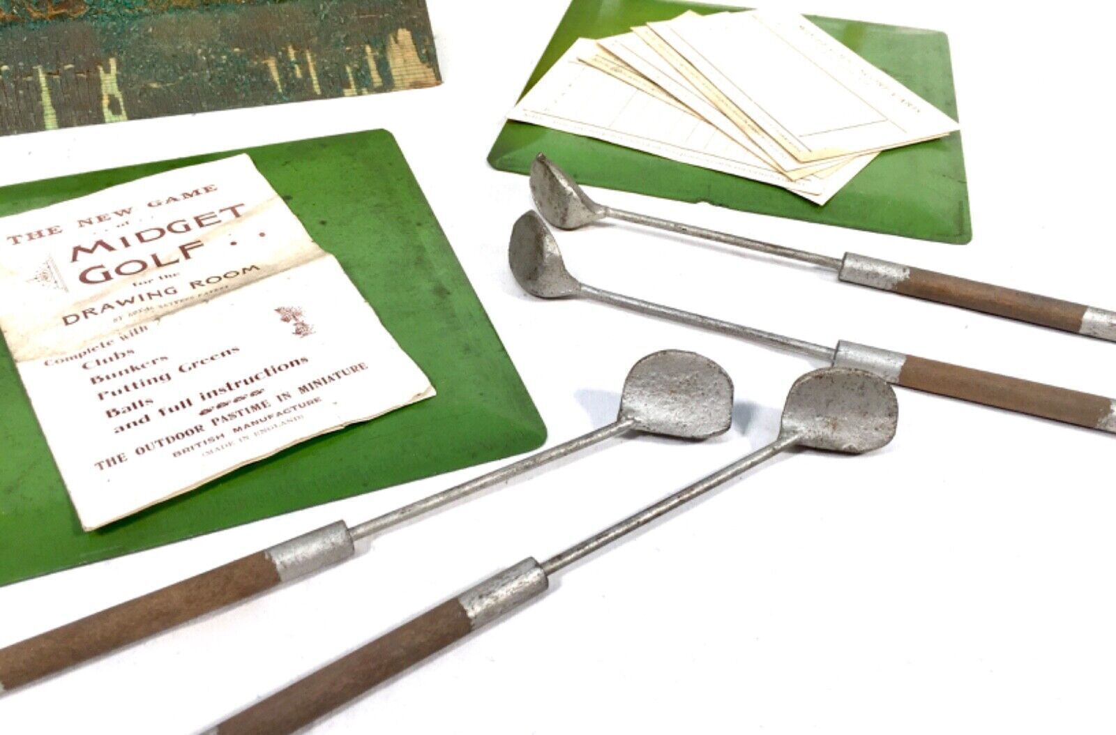 Home Decor Antique 1910s Tabletop Midget Golf Parlour Game By Royal Letters Boxed / Rare photo