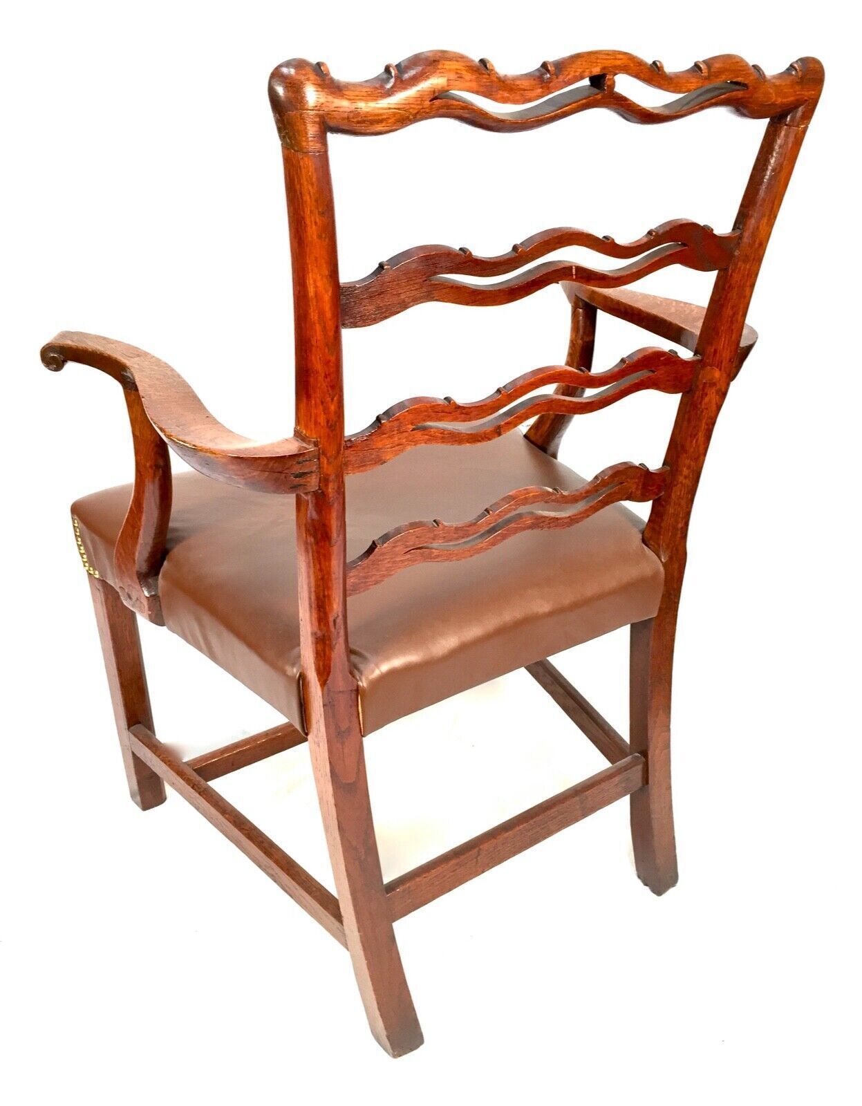 Antique 1920s Solid Oak Office Desk Chair Library High Quality Upholstered Seat. photo buy