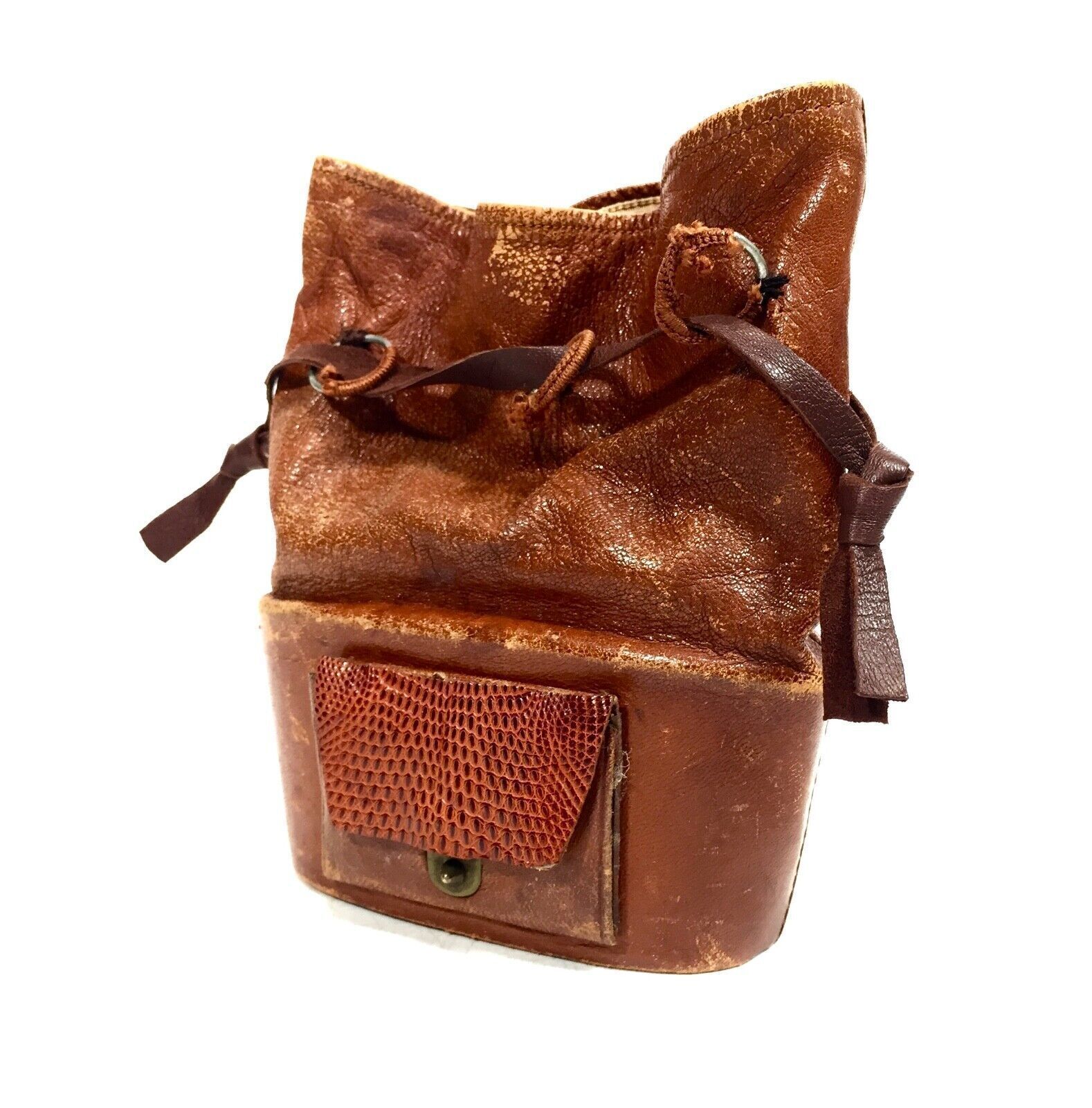 Antique 19th Century Opera Glasses In Rare Leather Bag / Case / Binoculars photo vintage