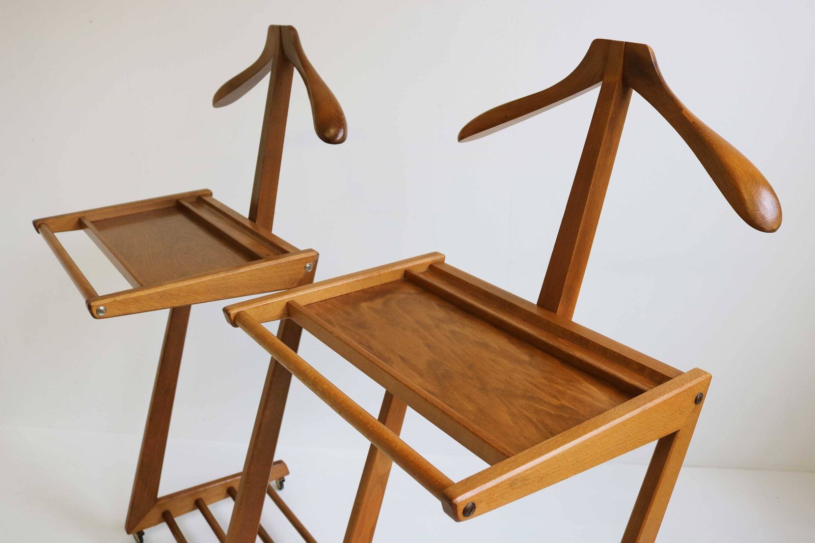 Couple / Pair ,Vintage Night Valet Mid  Century Dressboys / Two Bedside Tables, Valet Stand Wood , Bedroom Furniture, Made By Opal 1960s photo furniture