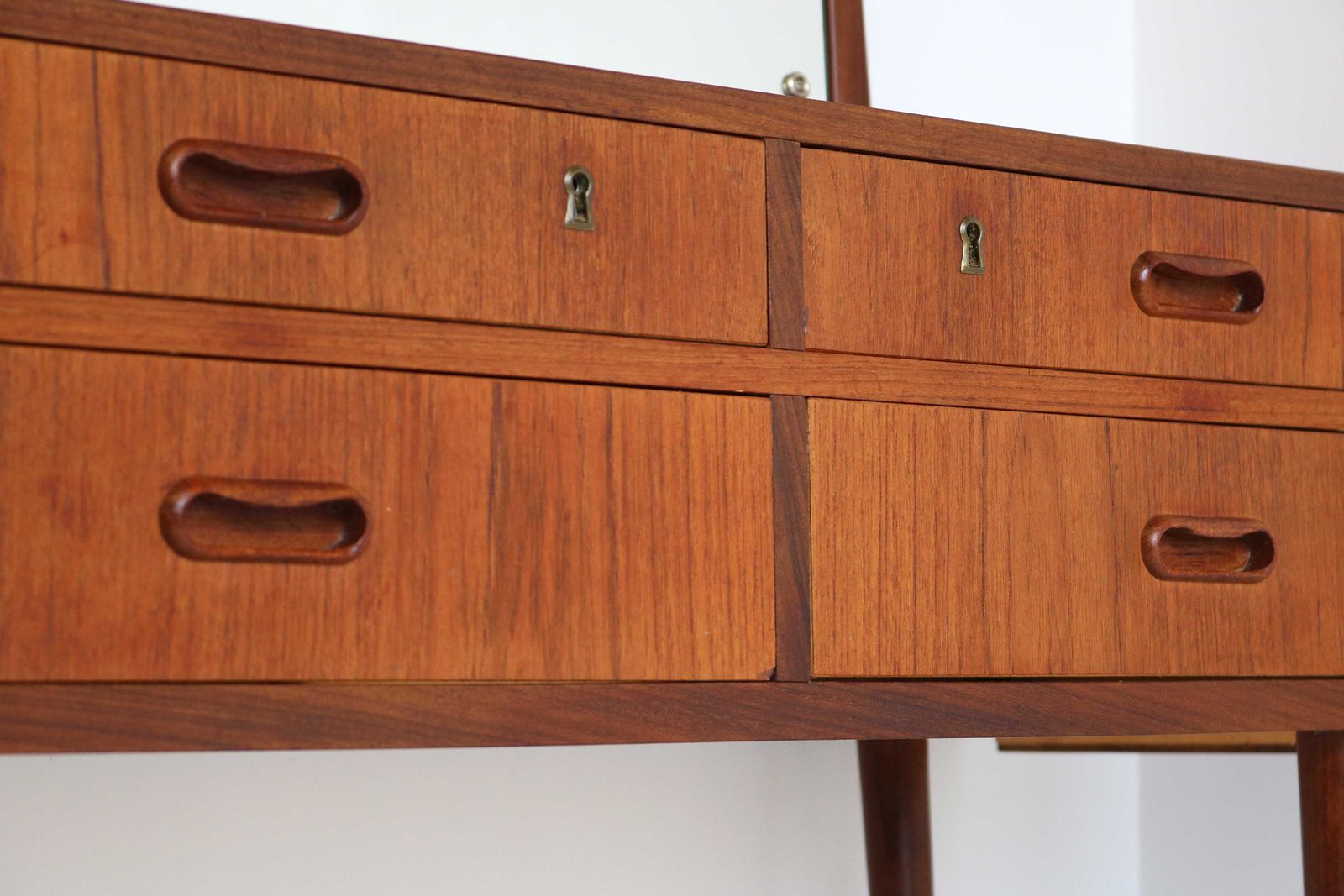 Scandinavian Modern Teak Dressing Table Or Drawer Chest Vanity Mirror Side Table Wall Table Bedroom Furniture Midcentury Modern Dresser photo vintage