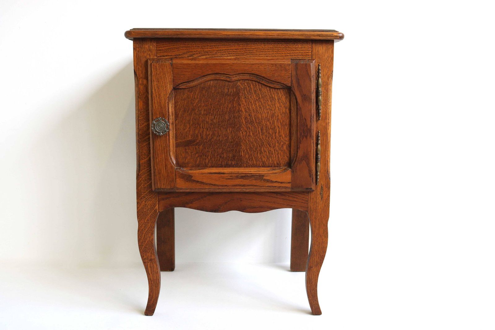 Wooden Mid Century French Louis XV Style Door Bent Legs Farmer Style Nightstand Bedside Table End Table Country Side Table 1960
