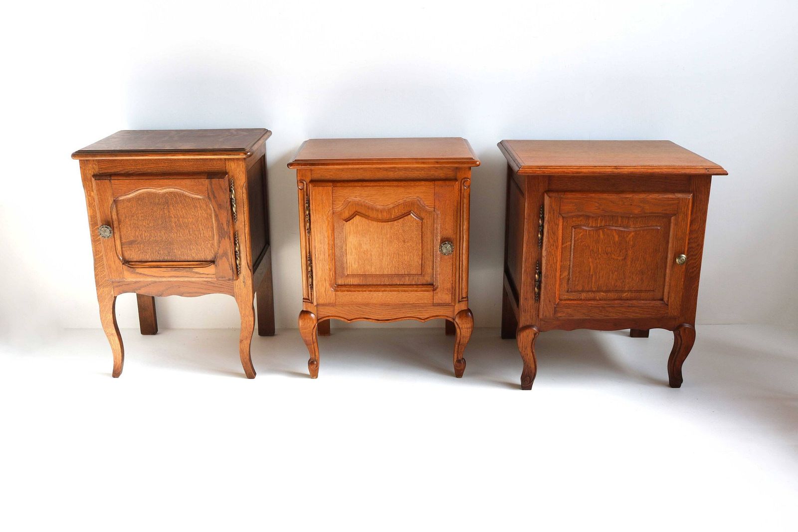 photo for sale Wooden Mid Century French Louis XV Style Door Bent Legs Farmer Style Nightstand Bedside Table End Table Country Side Table 1960