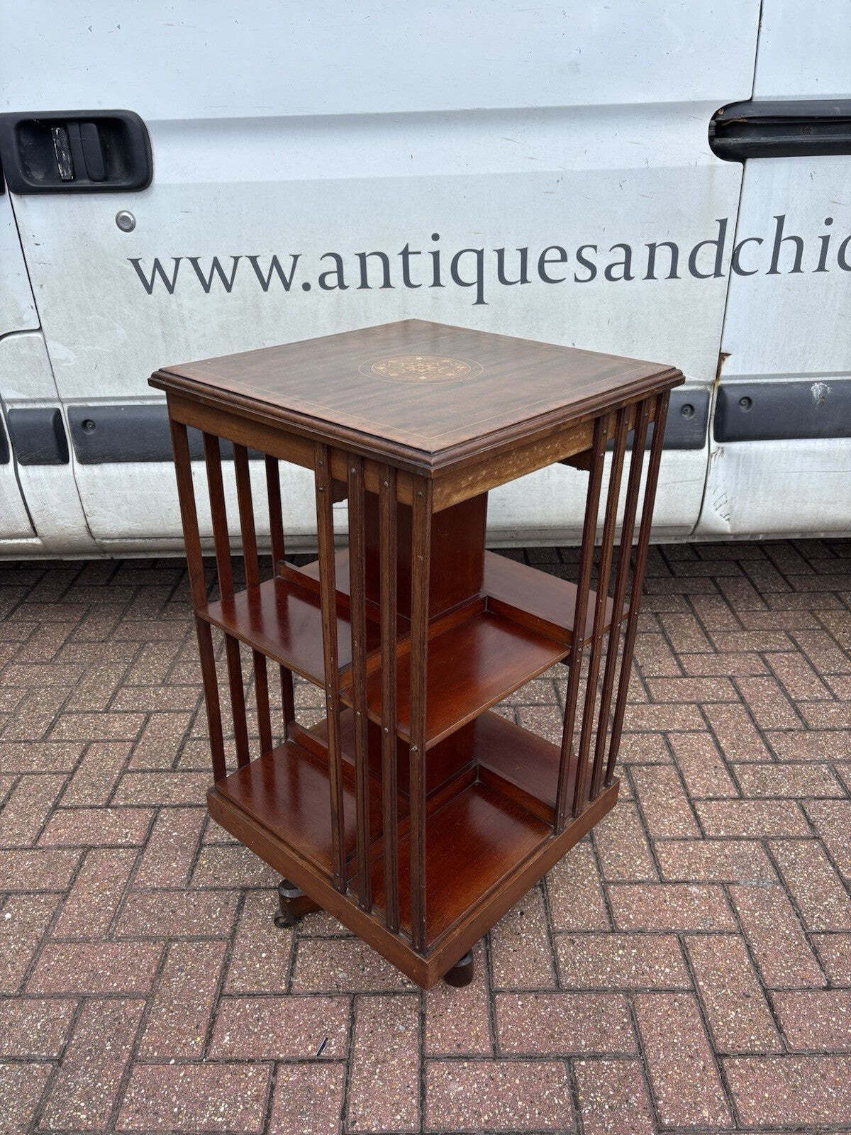 Edwardian Inlaid Mahogany Revolving Bookcase photo vintage