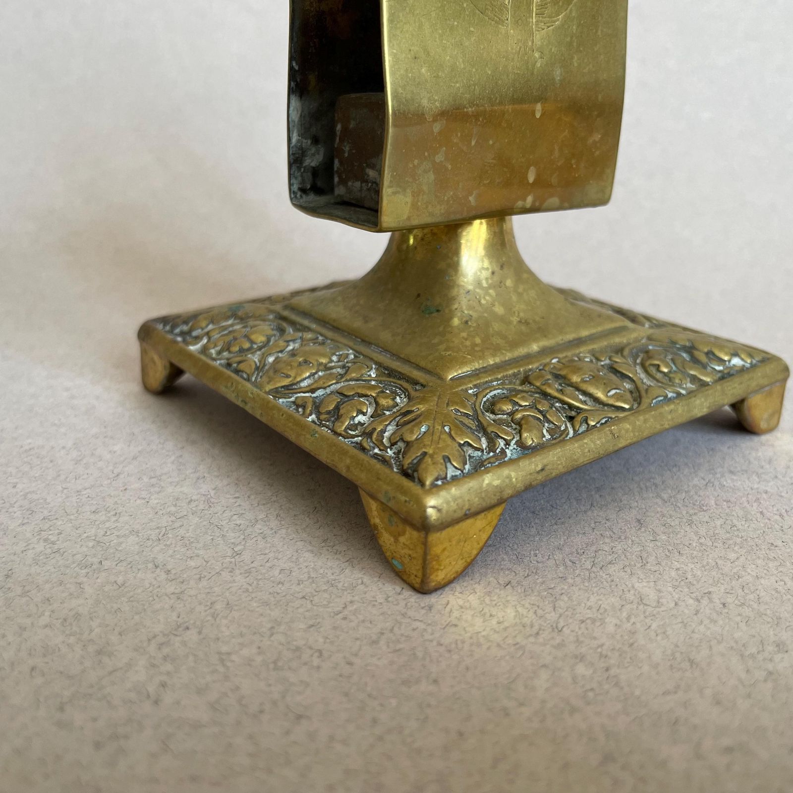 Antique Brass Matchbox Holder Letter Holder Decorative Desk Ornament Match Box Holder Ornate Gold photo for sale