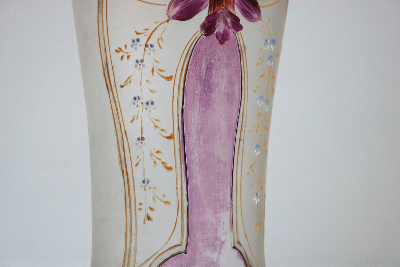 Antique Hand Blown Vases Ornamental Glass Enamel Paintings Gold Painted Decorative Vase Art Nouveau Jugendstill 1910 1920 photo vinterior