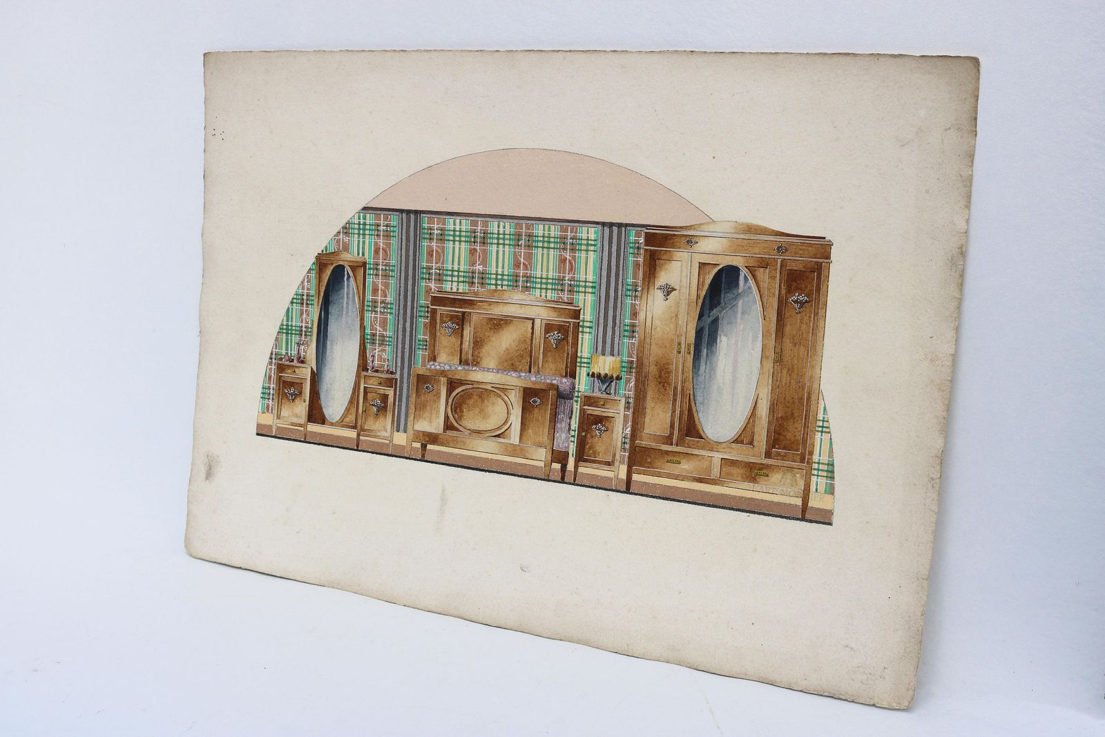 Art Deco Aquareltekening, Meubelontwerper, Meubelmakerij L'art Mobilier In Brugge, Handgemaakt, Ca. 1920–1930 photo for sale