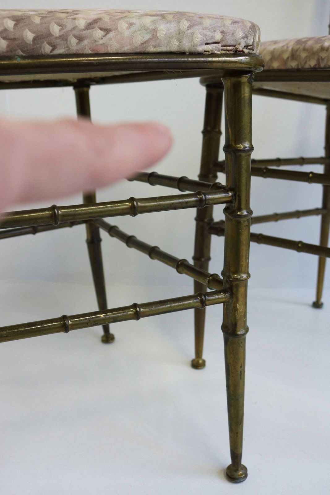 photo for sale Set Of Two Chiavari Chairs Casted Brass Faux Bamboo Chairs Gilt Iron Couple Pair Bedroom Side Chairs Italian Mid Century Modern 50s