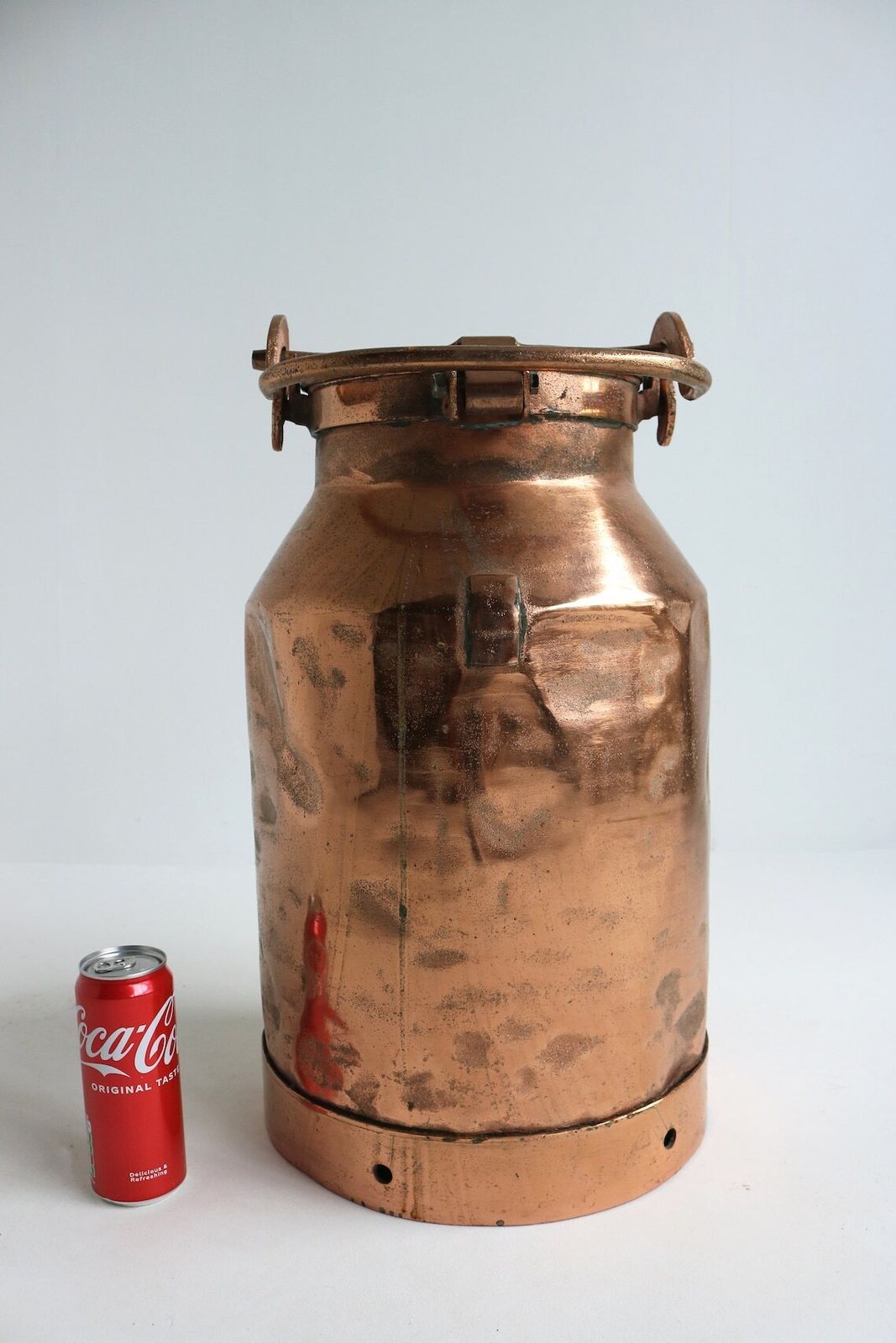 Antique Copper Plated Milk Container "Sp715", 1900s Milk Jar Umbrella Stand Holder Country Style Authentic Can Farm Late 19th Century photo vintage