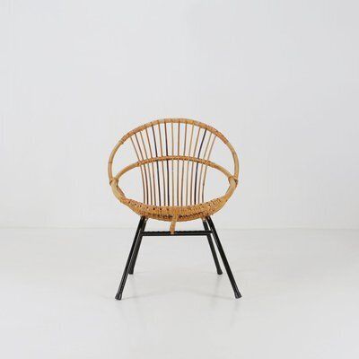 Mid Century Rattan Childrens Lounge Chair, The Netherlands, 1960s