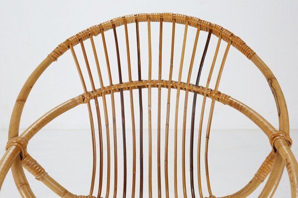 photo furniture Mid Century Rattan Childrens Lounge Chair, The Netherlands, 1960s