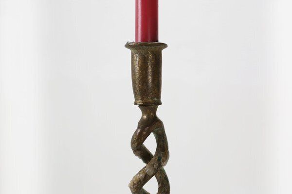 Large Mid Century Open Barley Twist Metal Candleholder, 1920s photo furniture