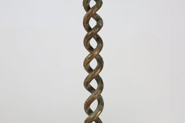 Large Mid Century Open Barley Twist Metal Candleholder, 1920s photo 465.0