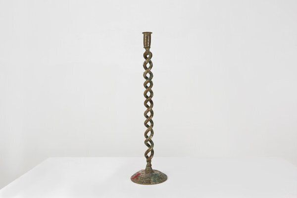 Large Mid Century Open Barley Twist Metal Candleholder, 1920s photo buy