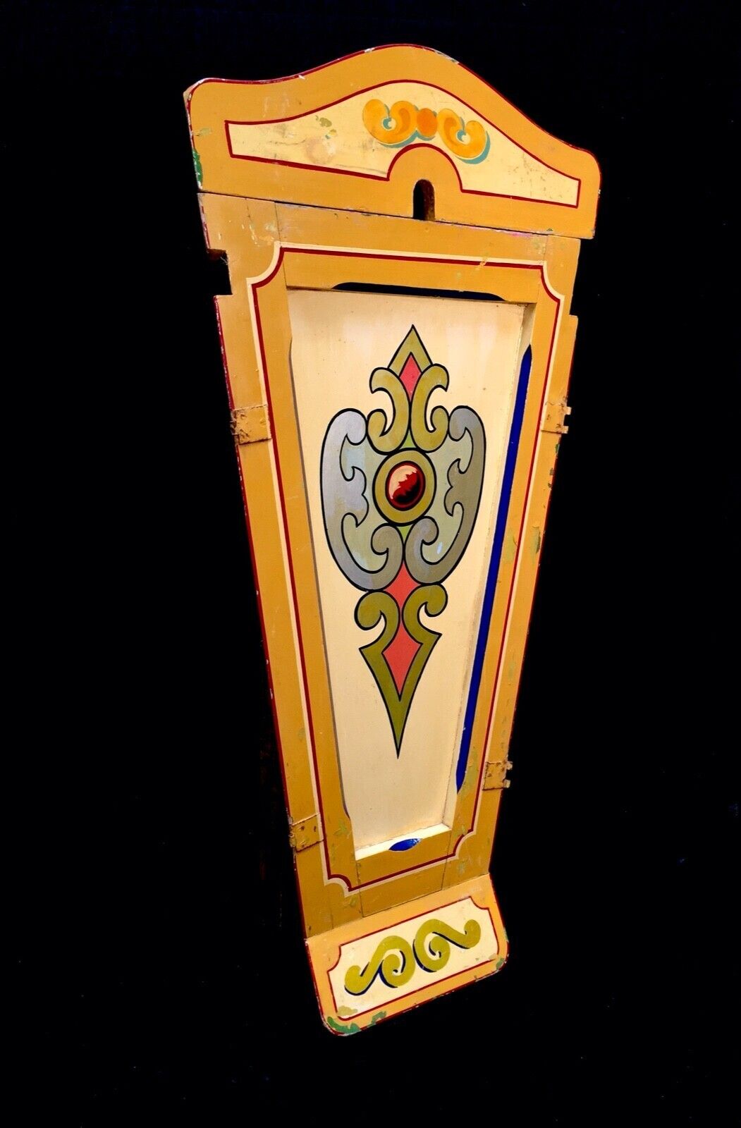 Antique Early 20th Century Fairground Ride Decorative Panel Paint On Board Sign