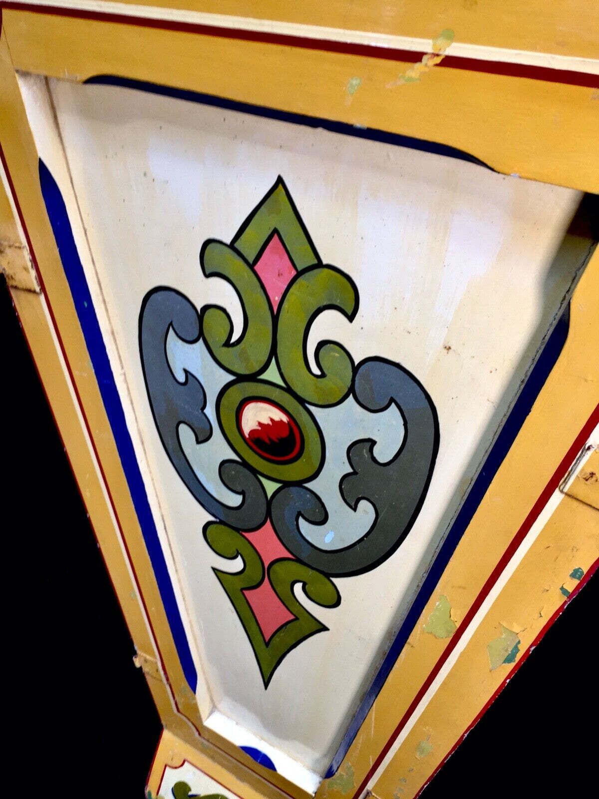 Antique Early 20th Century Fairground Ride Decorative Panel Paint On Board Sign photo 275.0
