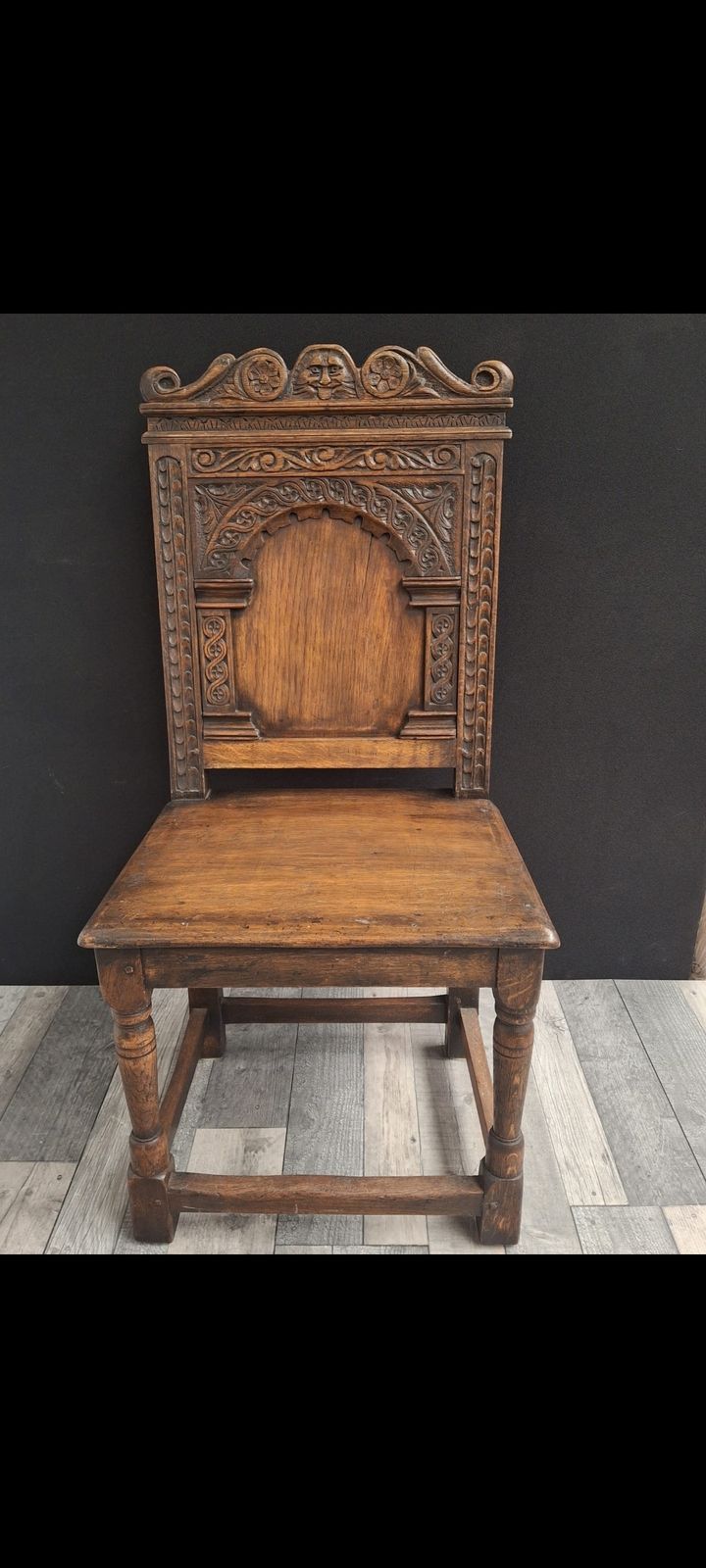 Antique Carved Oak Chairs X4   Jacobean Revival Style photo furniture