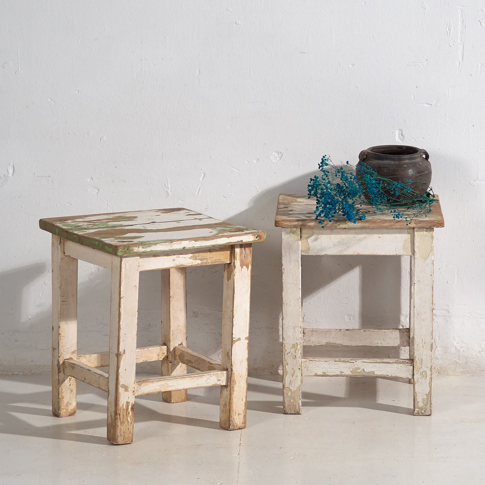 Antique White Coffee Tables (C.1920). Set Of 2 Pieces #4
