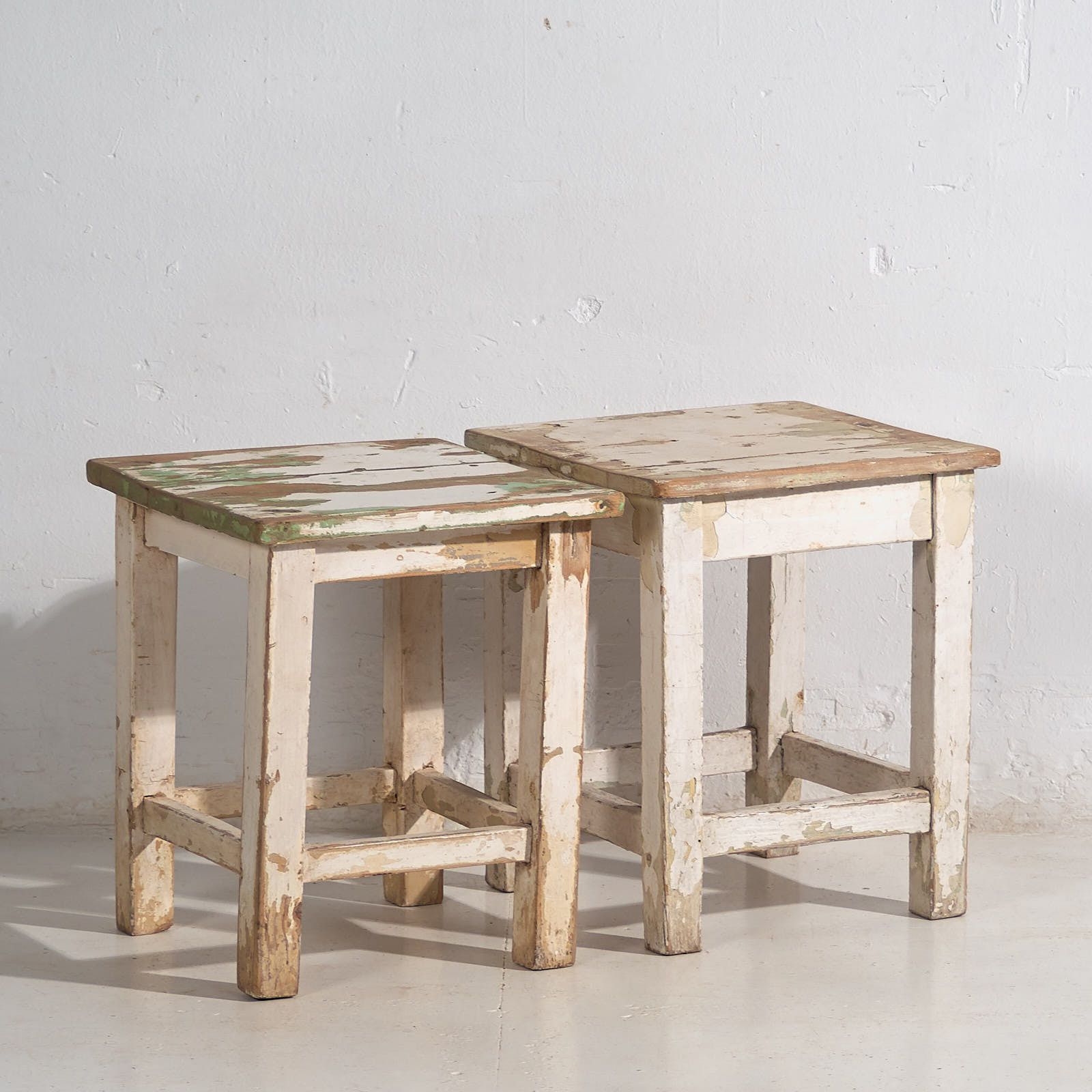 Antique White Coffee Tables (C.1920). Set Of 2 Pieces #4 photo furniture