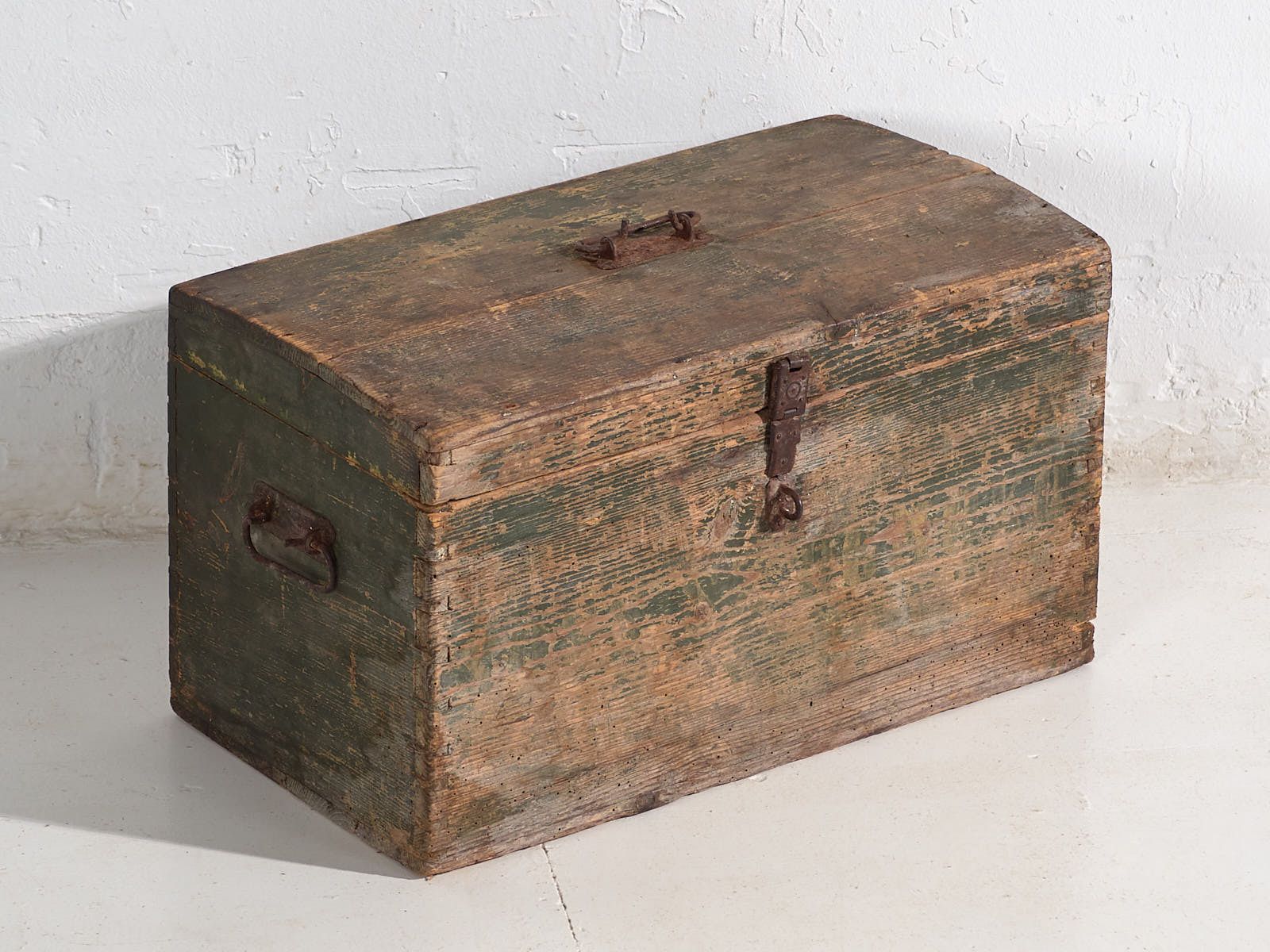 Small Antique Chest In Shades Of Green (C.1920) #78 photo for sale